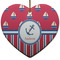 Sail Boats & Stripes Ceramic Flat Ornament - Heart (Front)