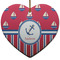 Sail Boats & Stripes Heart Ceramic Ornament w/ Name or Text