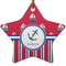 Sail Boats & Stripes Ceramic Flat Ornament - Star (Front)