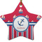 Sail Boats & Stripes Star Ceramic Ornament w/ Name or Text