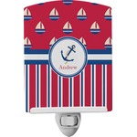 Sail Boats & Stripes Ceramic Night Light (Personalized)
