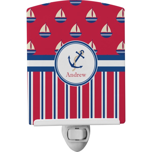 Custom Sail Boats & Stripes Ceramic Night Light (Personalized)