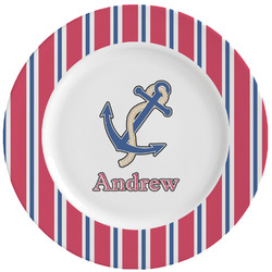 Sail Boats & Stripes Ceramic Dinner Plates (Set of 4) (Personalized)
