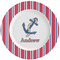 Sail Boats & Stripes Ceramic Plate w/Rim