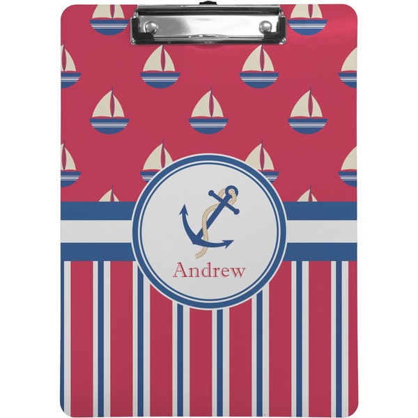 Custom Sail Boats & Stripes Clipboard (Letter Size) (Personalized)