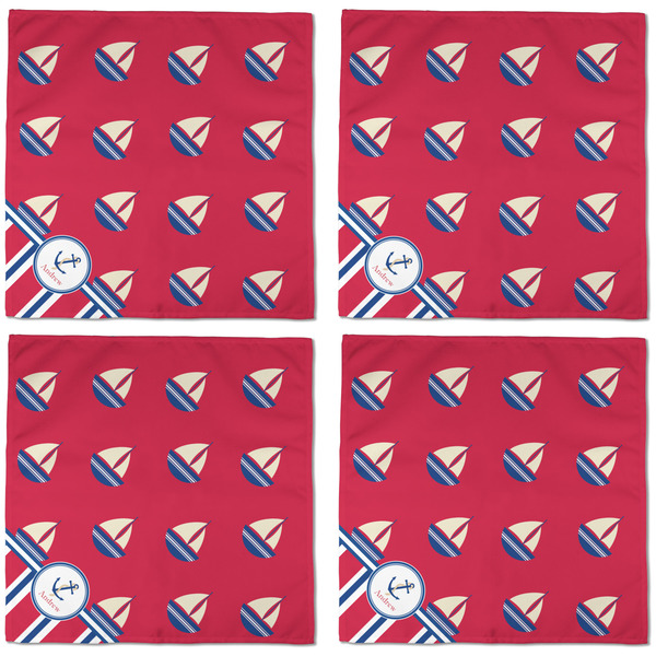 Sail Boats & Stripes Cloth Napkins - Personalized Dinner (APPROVAL) Set of 4