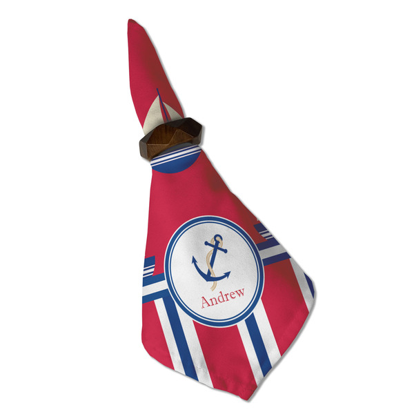 Sail Boats & Stripes Cloth Napkins - Personalized Dinner (Folded in Ring) (MAIN)