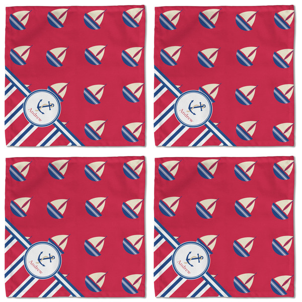 Sail Boats & Stripes Cloth Napkins - Personalized Lunch (APPROVAL) Set of 4