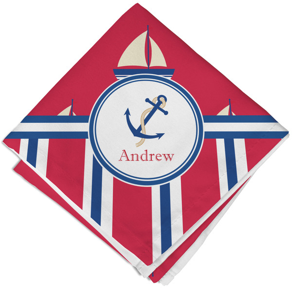 Custom Sail Boats & Stripes Cloth Napkin w/ Name or Text