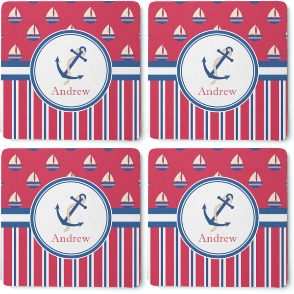 Sail Boats & Stripes Coaster Rubber Back - Apvl