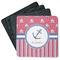 Sail Boats & Stripes Square Rubber Backed Coasters - Set of 4 (Personalized)