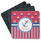 Sail Boats & Stripes Square Rubber Backed Coasters - Set of 4 (Personalized)