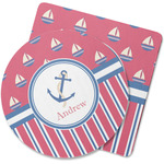 Sail Boats & Stripes Rubber Backed Coaster (Personalized)