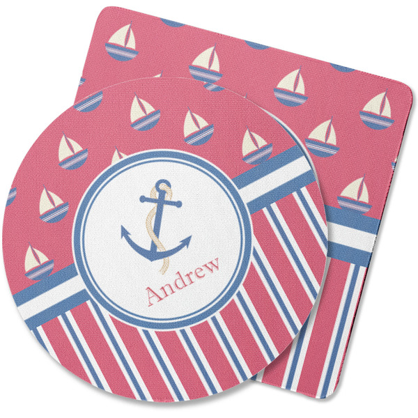 Custom Sail Boats & Stripes Rubber Backed Coaster (Personalized)
