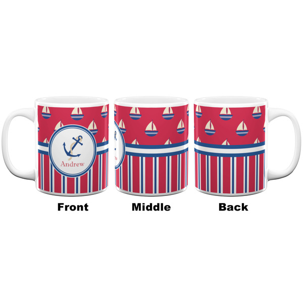 Sail Boats & Stripes Coffee Mug - 11 oz - White APPROVAL
