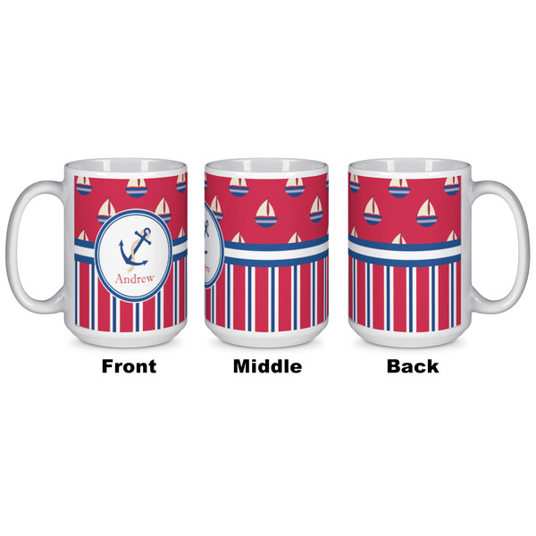 Sail Boats & Stripes Coffee Mug - 15 oz - White APPROVAL