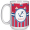 Sail Boats & Stripes 15 Oz Coffee Mug - White (Personalized)