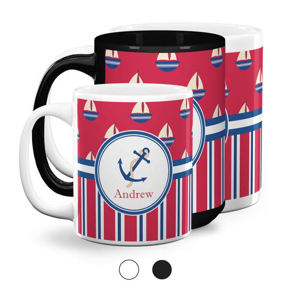 Sail Boats & Stripes Coffee Mugs Main