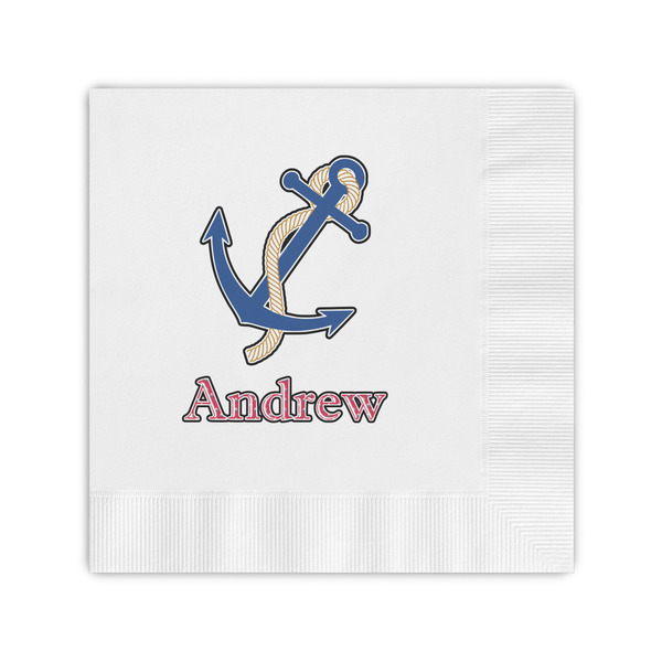 Custom Sail Boats & Stripes Coined Cocktail Napkins (Personalized)