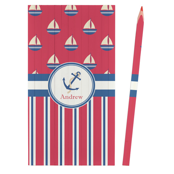 Sail Boats & Stripes Colored Pencils - Front View