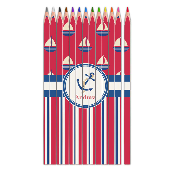 Custom Sail Boats & Stripes Colored Pencils (Personalized)