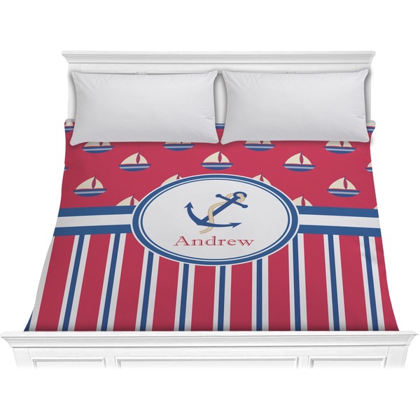 Custom Sail Boats & Stripes Comforter - King (Personalized)