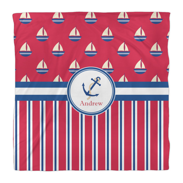 Sail Boats & Stripes Comforter - Queen - Front