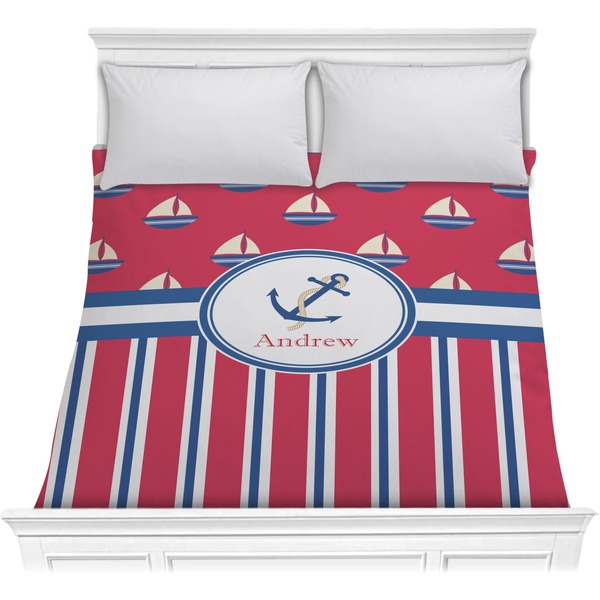 Custom Sail Boats & Stripes Comforter - Full / Queen (Personalized)