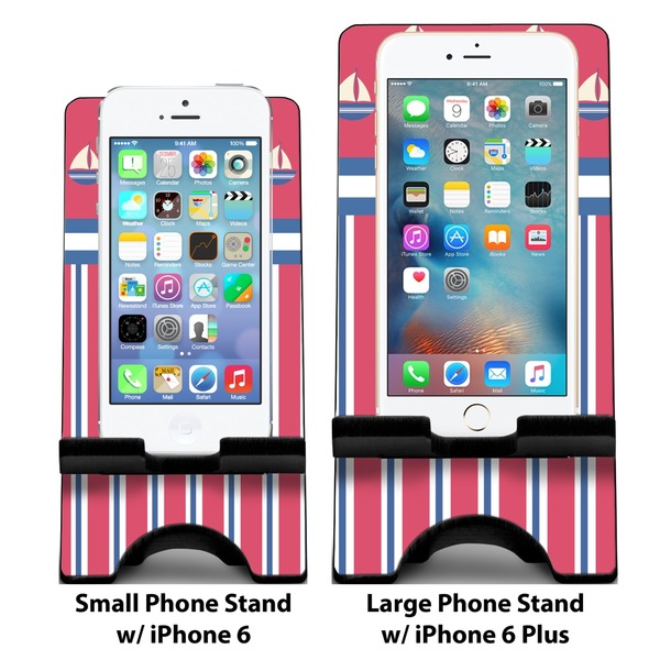 Sail Boats & Stripes Compare Phone Stand Sizes - with iPhones