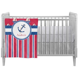 Sail Boats & Stripes Crib Comforter / Quilt (Personalized)
