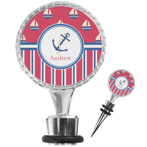 Custom Sail Boats & Stripes Wine Bottle Stopper (Personalized)