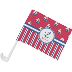 Sail Boats & Stripes Car Flag - Small w/ Name or Text