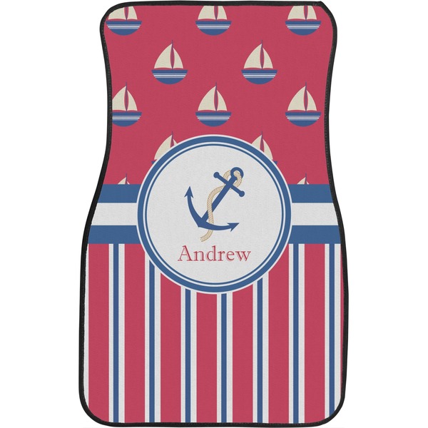 Sail Boats & Stripes Custom Car Floor Mats (Front Seat)