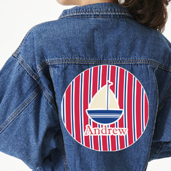 Sail Boats & Stripes Twill Iron On Patch - Custom Shape - 3XL - Set of 4 (Personalized)