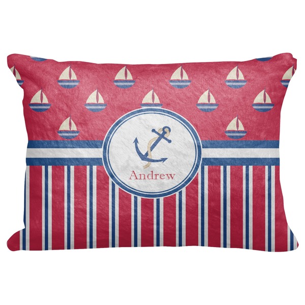 Custom Sail Boats & Stripes Decorative Baby Pillowcase - 16"x12" (Personalized)