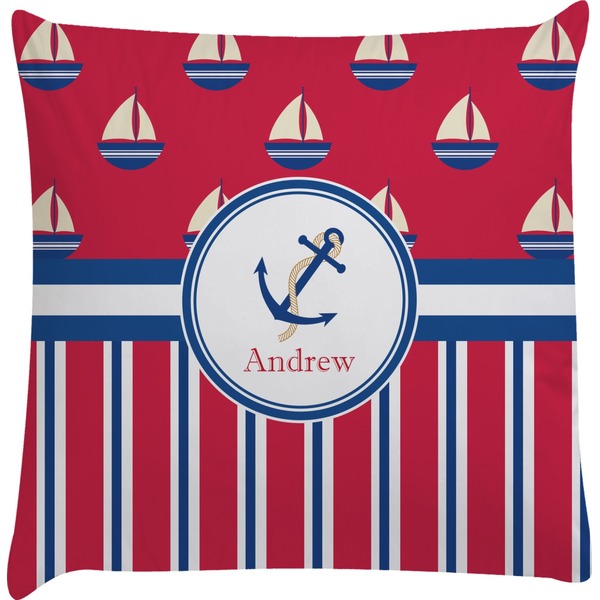 Custom Sail Boats & Stripes Decorative Pillow Case (Personalized)