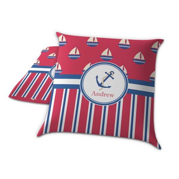 Sail Boats & Stripes Decorative Pillow Case - TWO