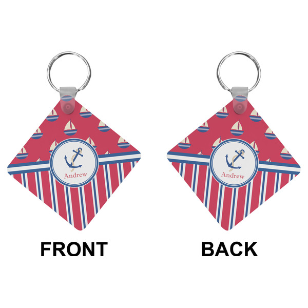 Sail Boats & Stripes Diamond Keychain (Front + Back)