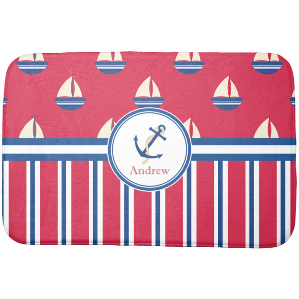 Custom Sail Boats & Stripes Dish Drying Mat (Personalized)