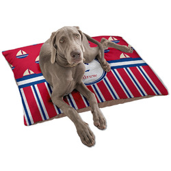 Sail Boats & Stripes Dog Bed - Large w/ Name or Text