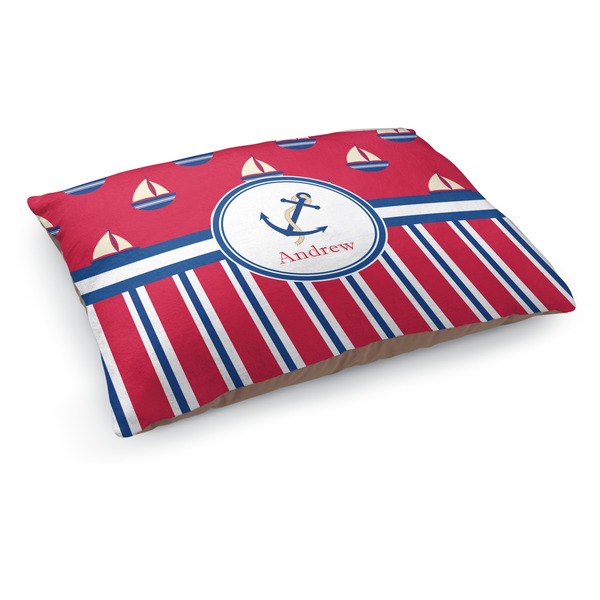 Custom Sail Boats & Stripes Dog Bed - Medium w/ Name or Text