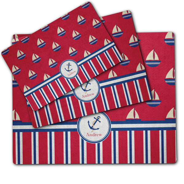 Sail Boats & Stripes Dog Food Mat - MAIN (sm, med, lrg)