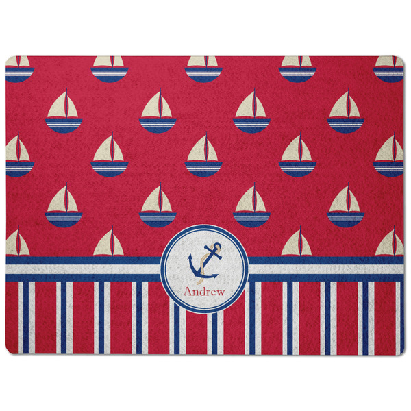 Sail Boats & Stripes Dog Food Mat - Medium without bowls