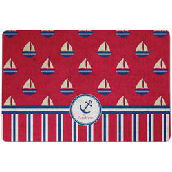 Sail Boats & Stripes Dog Food Mat w/ Name or Text