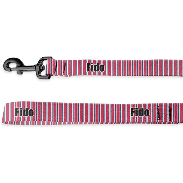 Custom Sail Boats & Stripes Deluxe Dog Leash - 4 ft (Personalized)