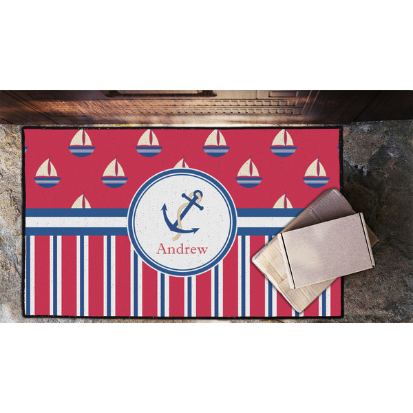 Sail Boats & Stripes Door Mat - LIFESTYLE (Lrg)