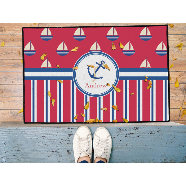 Sail Boats & Stripes Door Mat - LIFESTYLE (Med)