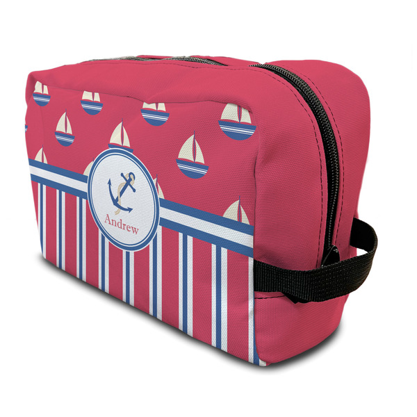 Custom Sail Boats & Stripes Toiletry Bag / Dopp Kit (Personalized)