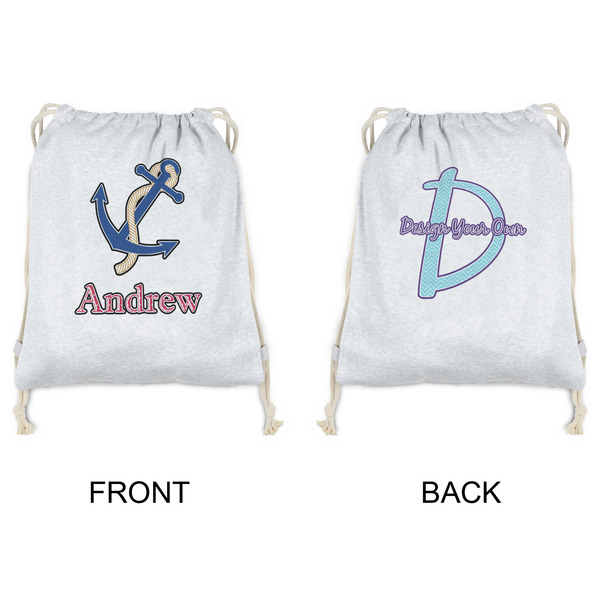Sail Boats & Stripes Drawstring Backpacks - Sweatshirt Fleece - Double Sided - APPROVAL