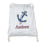 Sail Boats & Stripes Drawstring Backpack - Sweatshirt Fleece - Double Sided (Personalized)